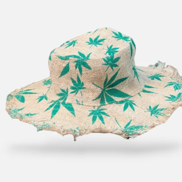 Hemp Leaf Printed Frill Hat
